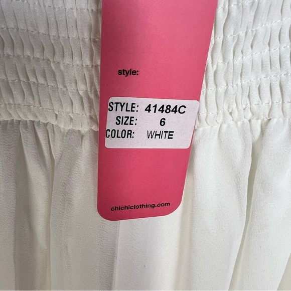 Chi Chi London Embroidered Mini Dress Women’s 6 White Chiffon Black Beaded NEW - Picture 6 of 11